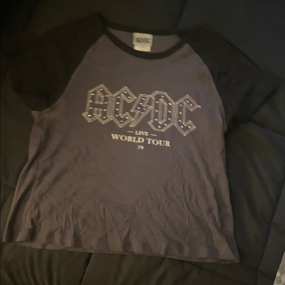 AC/DC Kids Raglan Tee in Gray and Black with World Tour Logo